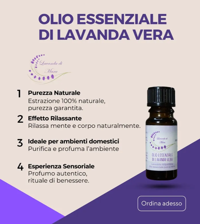 Olio essenziale di lavanda vera biologica